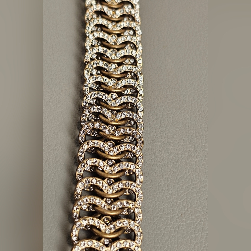 [J. Crew] Vintage Gold Rhinestone Studded Statment Collar Necklace - Picture 8 of 16